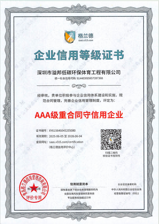 AAA級重合同守信用企業(yè) 企業(yè)信用等級證書